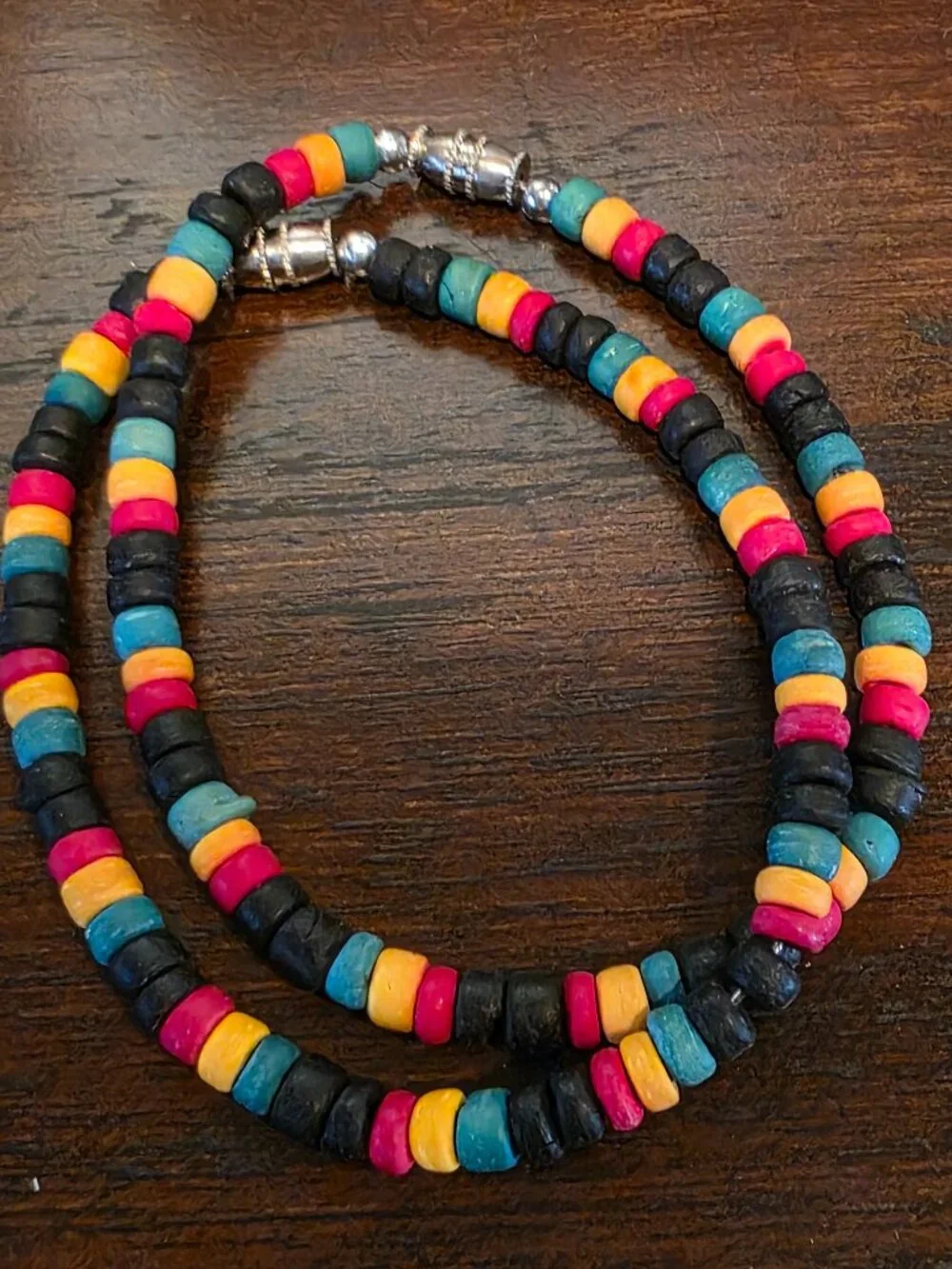 Rasta Reggae Wood Bead Bracelet Vibrant Colorful Tribal Summer Beach Style  x 2